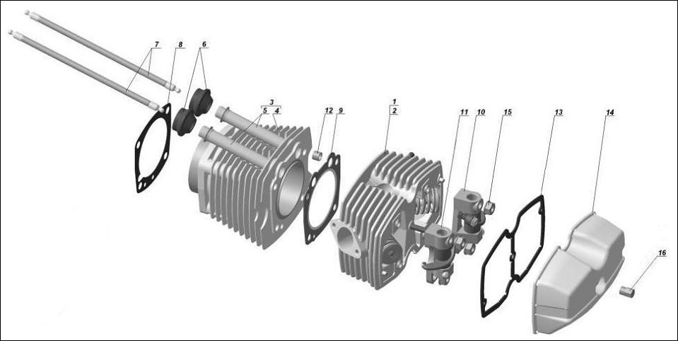 Cylinders, cylinder heads  assy