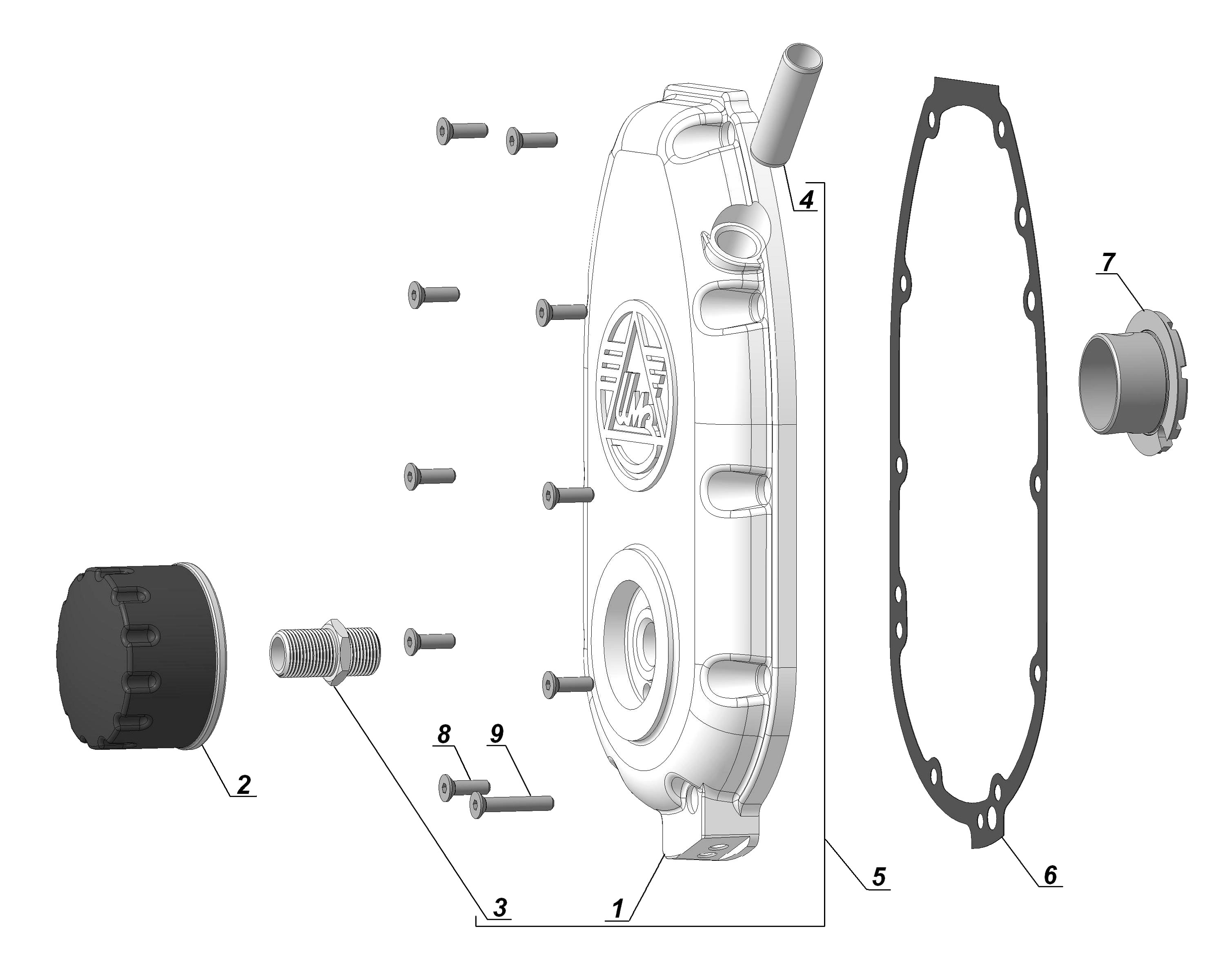 Crankcase cover, oil filter