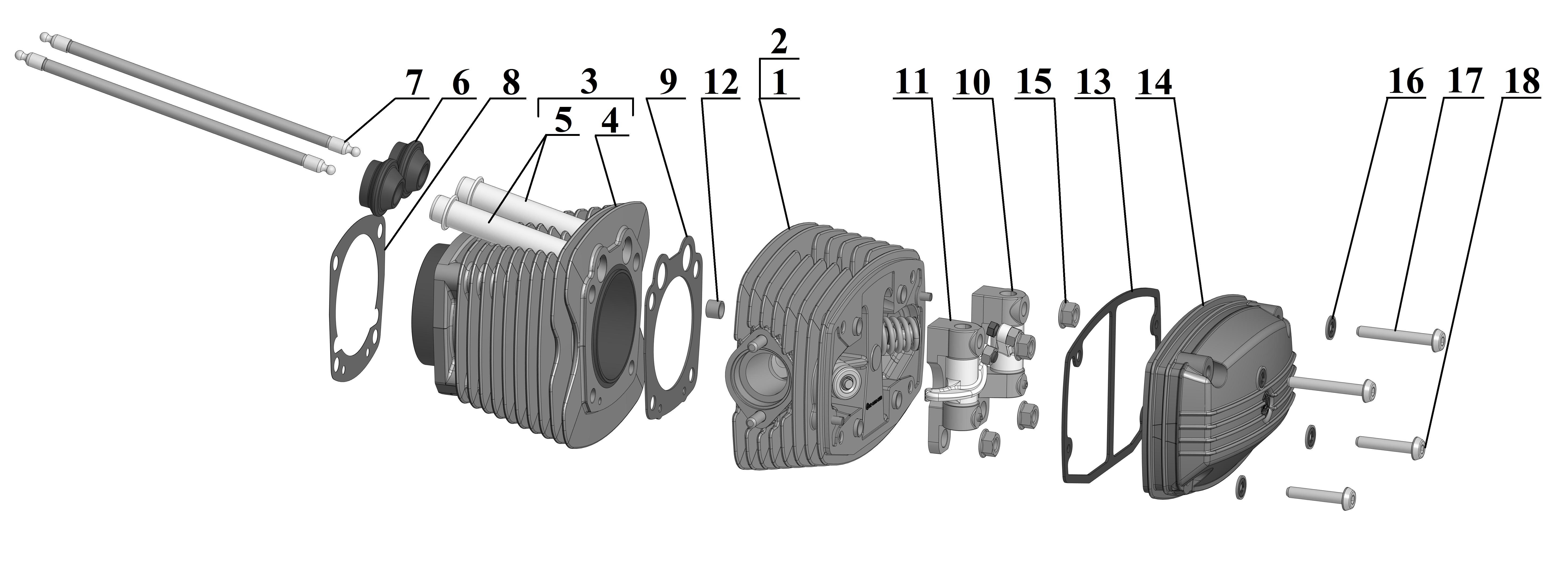 Cylinders, cylinder heads  assy