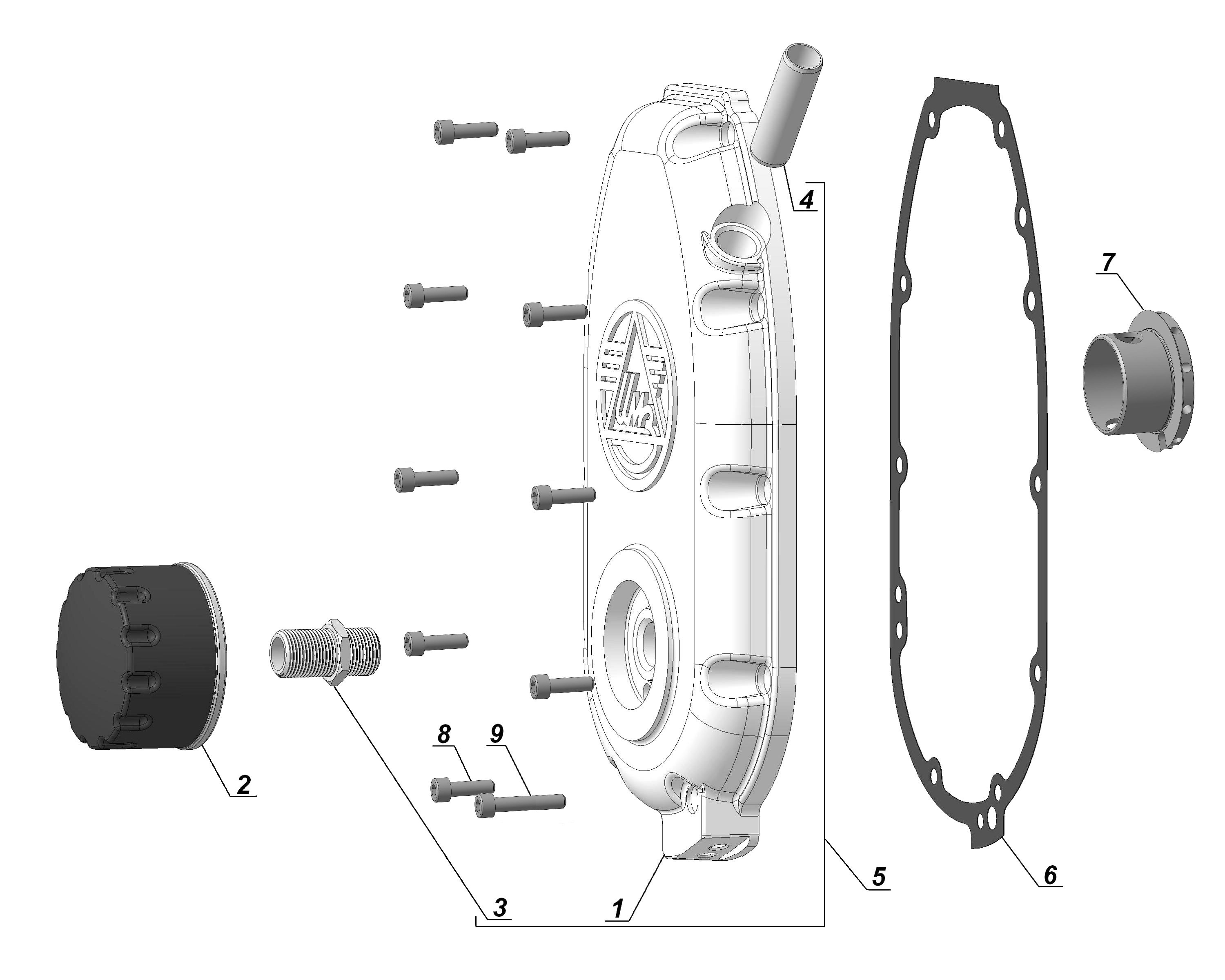 Crankcase cover, oil filter