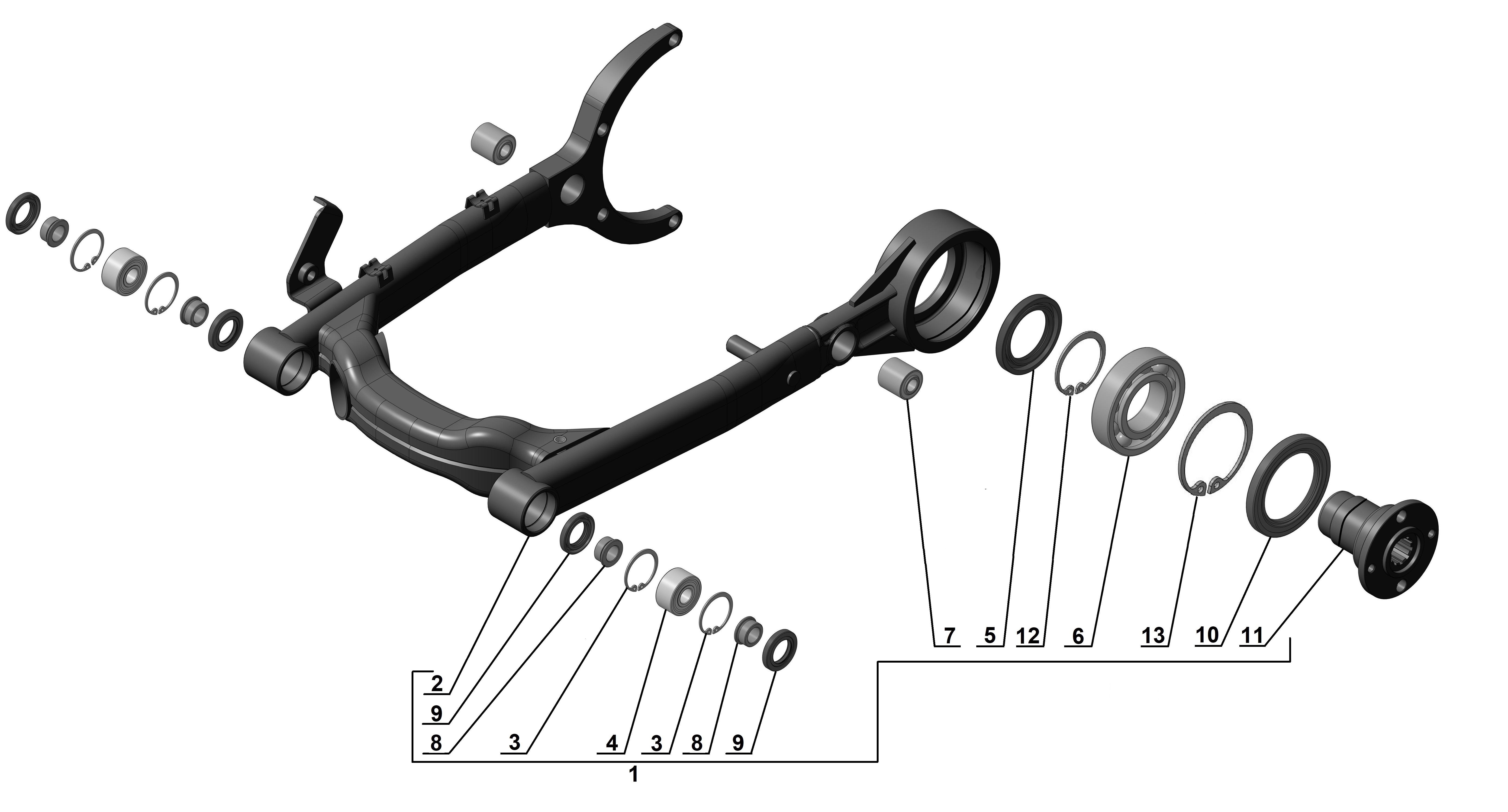 Rear suspension swing arm